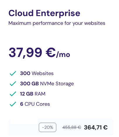 Select a hosting plan Cheap Hosting Cloud ENTREPRISE