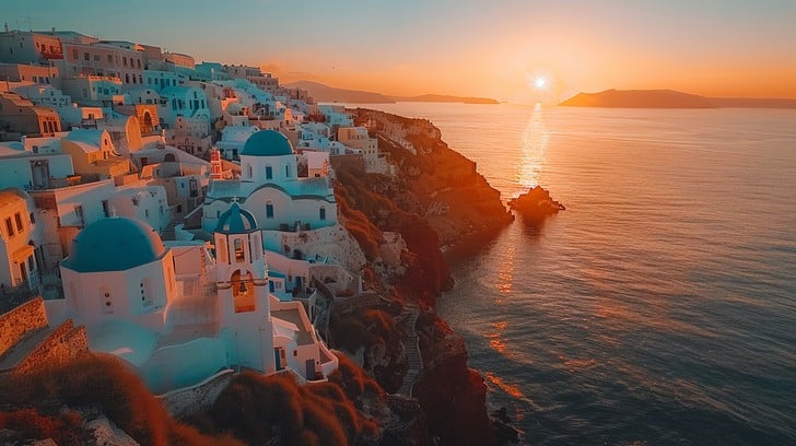 Experience the iconic beauty of Santorini, where dramatic cliffs meet azure waters.